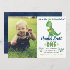 Dinosaur Birthday Photo Invitation - T-Rex Invite Kaart