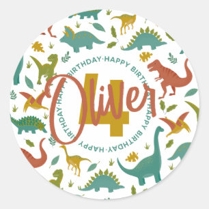 Dinosaur Birthday Ronde Sticker