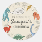 Dinosaur Birthday Round Sticker (Voorkant)