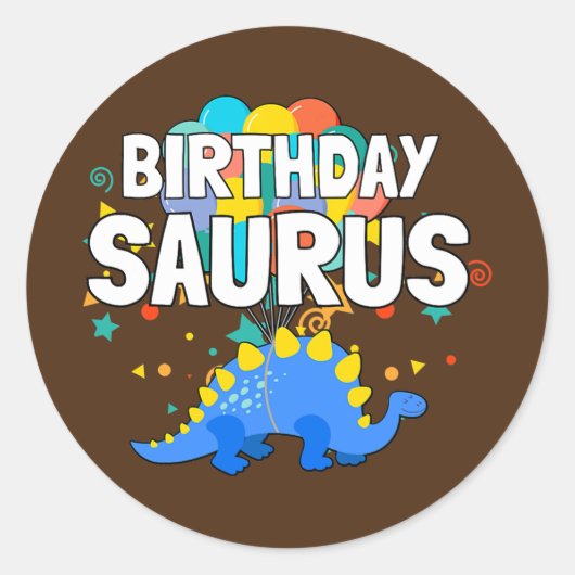 Dinosaur Birthday Saurus Boy Girl Family Matching Ronde Sticker (Voorkant)