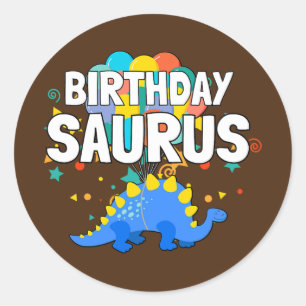 Dinosaur Birthday Saurus Boy Girl Family Matching Ronde Sticker