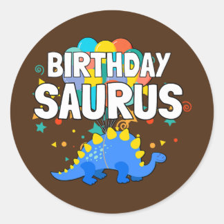 Dinosaur Birthday Saurus Boy Girl Family Matching Ronde Sticker