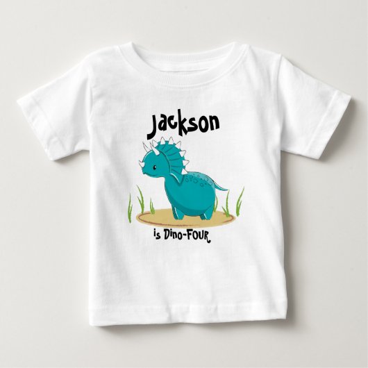 Dinosaur Birthday Shirt 4 jaar oud (Voorkant)