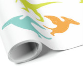 Dinosaur Birthday silhouette Cadeaupapier (Rol Hoek)