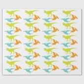 Dinosaur Birthday silhouette Cadeaupapier (Vlak)