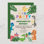 Dinosaur Birthday Simple Cute First Birthday Baby Kaart (Voorkant / Achterkant)