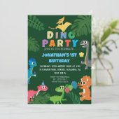 Dinosaur Birthday Simple First Birthday Baby Foto Kaart (Staand voorkant)
