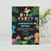 Dinosaur Birthday Simple First Birthday Baby Foto Kaart (Staand voorkant)