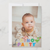Dinosaur Birthday Simple First Birthday Baby Foto Kaart (Achterkant)