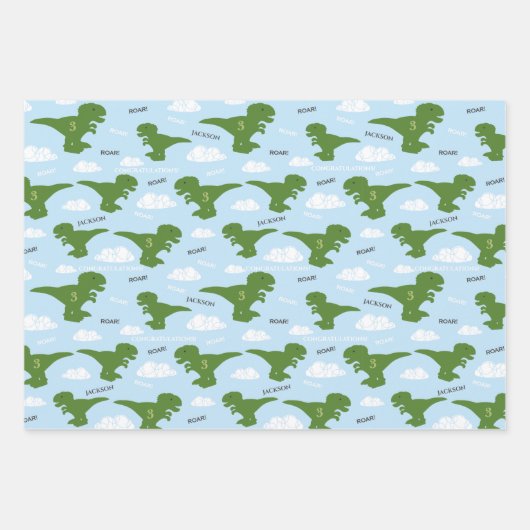 Dinosaur Birthday Specialized Wrapping Paper (Voorkant)