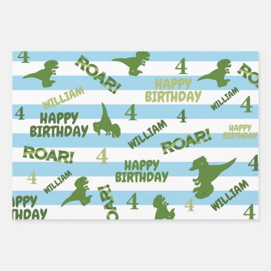 Dinosaur Birthday Specialized Wrapping Paper (Voorkant)