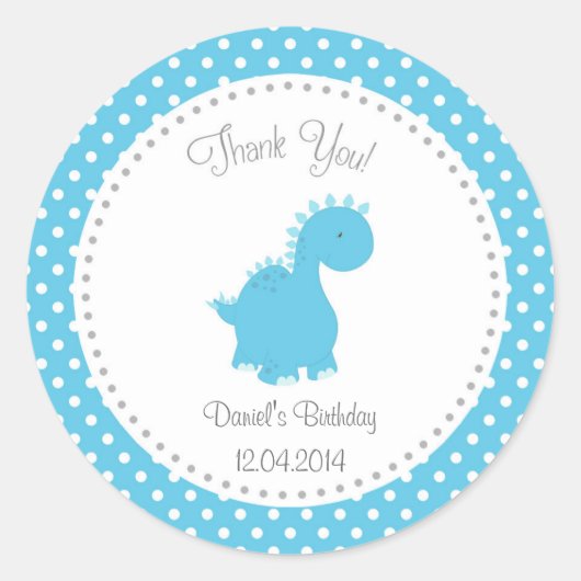 Dinosaur Birthday Sticker (Voorkant)