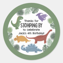 Dinosaur Birthday Stickers voor Favors of Envelopp