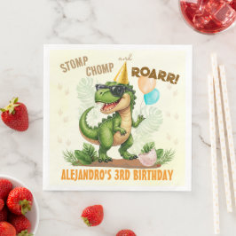 Dinosaur Birthday - Stomp Chomp Roar T-Rex Birthda Servet