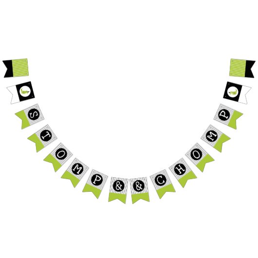 Dinosaur Birthday Stomp en Chomp Dino-thema groen Vlaggetjes (Alle)