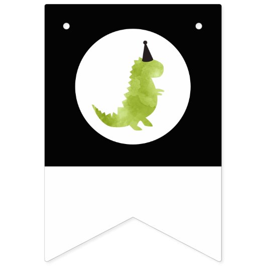 Dinosaur Birthday Stomp en Chomp Dino-thema groen Vlaggetjes (Tweede vlag)