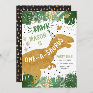 Dinosaur Birthday T-Rex Boy 1st First Birthday Kaart