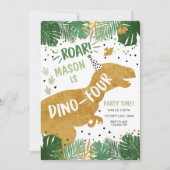 Dinosaur Birthday T-Rex Boy Four Dino Birthday Kaart (Voorkant)