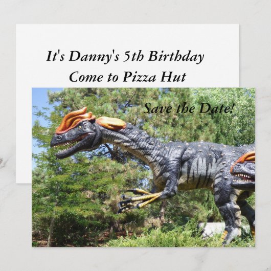 Dinosaur Birthday Uitnodiging (Voorkant / Achterkant)