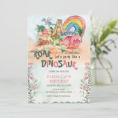 Dinosaur Birthday Uitnodiging (Staand voorkant)