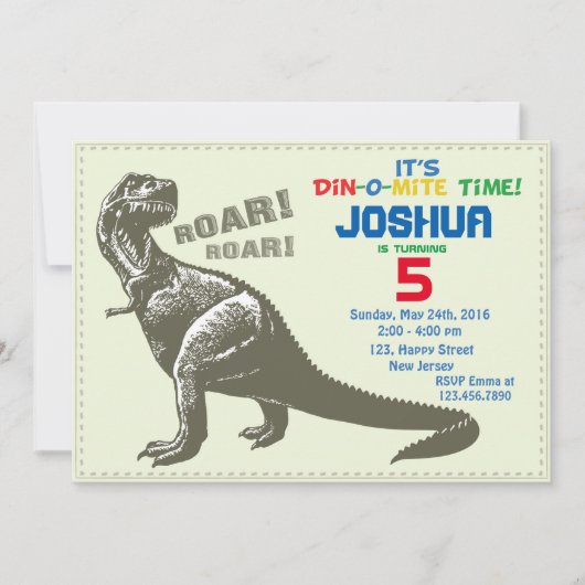 Dinosaur Birthday Uitnodiging (Voorkant)