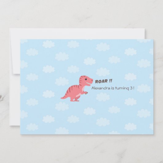 Dinosaur Birthday Uitnodiging (Achterkant)