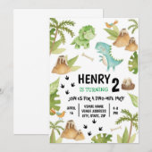 Dinosaur Birthday Uitnodiging (Voorkant / Achterkant)