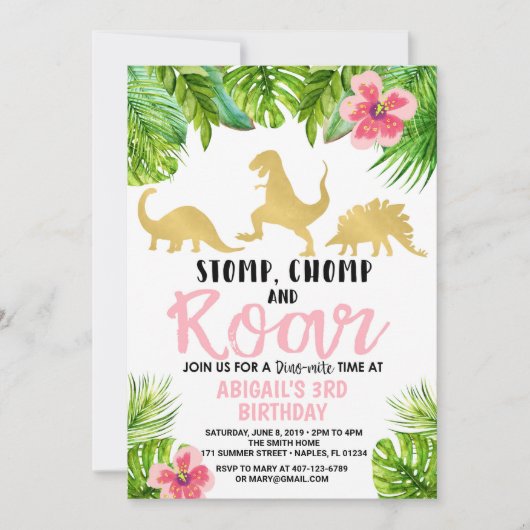 Dinosaur Birthday Uitnodiging (Voorkant)