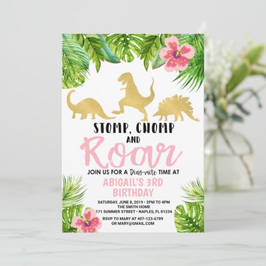 Dinosaur Birthday Uitnodiging (Staand voorkant)