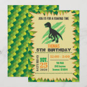 Dinosaur Birthday Uitnodiging (Voorkant / Achterkant)