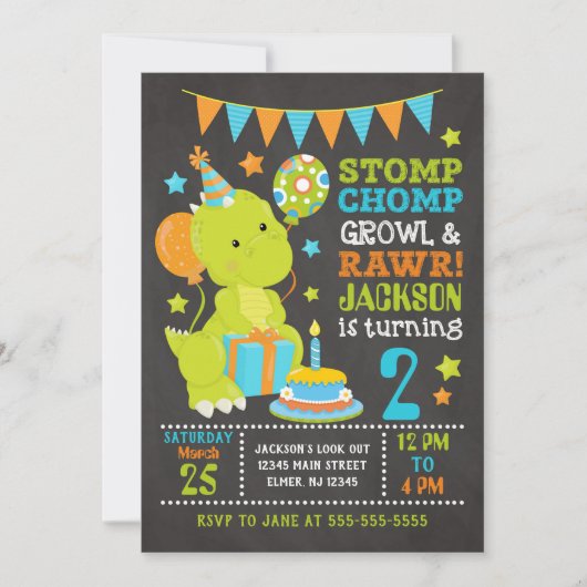 Dinosaur Birthday Uitnodiging (Voorkant)