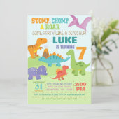 Dinosaur Birthday Uitnodiging (Staand voorkant)