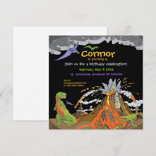 Dinosaur Birthday Uitnodiging (Voorkant / Achterkant)