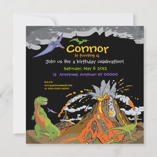 Dinosaur Birthday Uitnodiging (Voorkant)