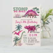 Dinosaur Birthday Uitnodiging (Staand voorkant)