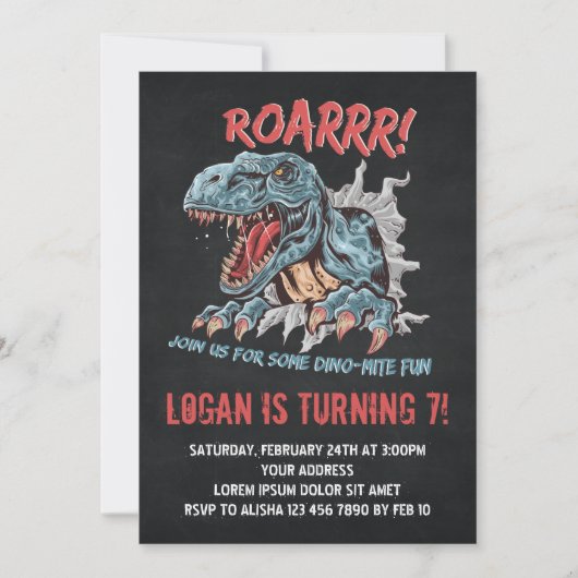Dinosaur Birthday Uitnodiging (Voorkant)