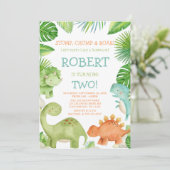 Dinosaur Birthday Uitnodiging (Staand voorkant)