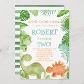 Dinosaur Birthday Uitnodiging (Voorkant / Achterkant)