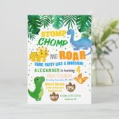 Dinosaur Birthday Uitnodiging (Staand voorkant)