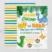 Dinosaur Birthday Uitnodiging (Voorkant / Achterkant)