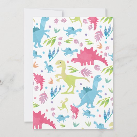 Dinosaur Birthday Uitnodiging (Achterkant)