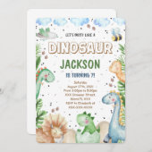 Dinosaur Birthday Uitnodiging (Voorkant / Achterkant)