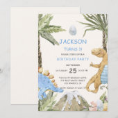 Dinosaur Birthday Uitnodiging (Voorkant / Achterkant)