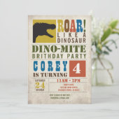 Dinosaur Birthday Uitnodiging (Staand voorkant)