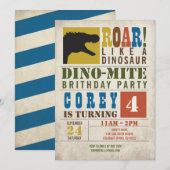 Dinosaur Birthday Uitnodiging (Voorkant / Achterkant)