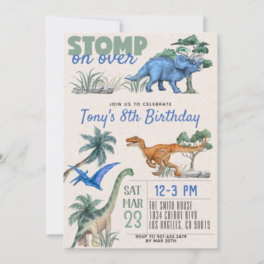 Dinosaur Birthday Uitnodiging (Voorkant)