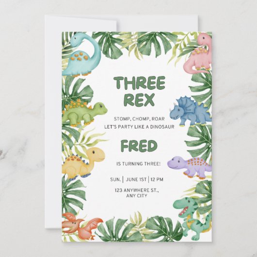 Dinosaur Birthday Uitnodiging (Voorkant)