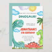Dinosaur Birthday Uitnodiging (Voorkant / Achterkant)