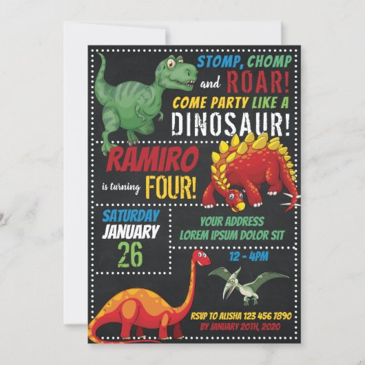 Dinosaur Birthday Uitnodiging (Voorkant)