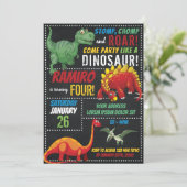 Dinosaur Birthday Uitnodiging (Staand voorkant)